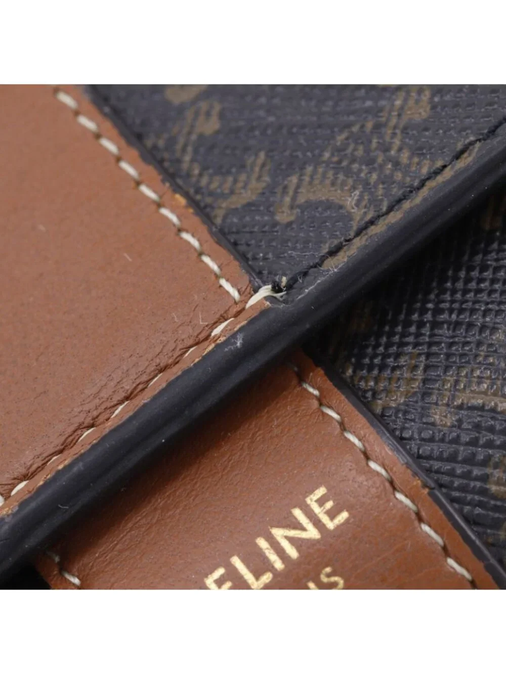 Celine Triomphe Large Flap Wallet Tan Black